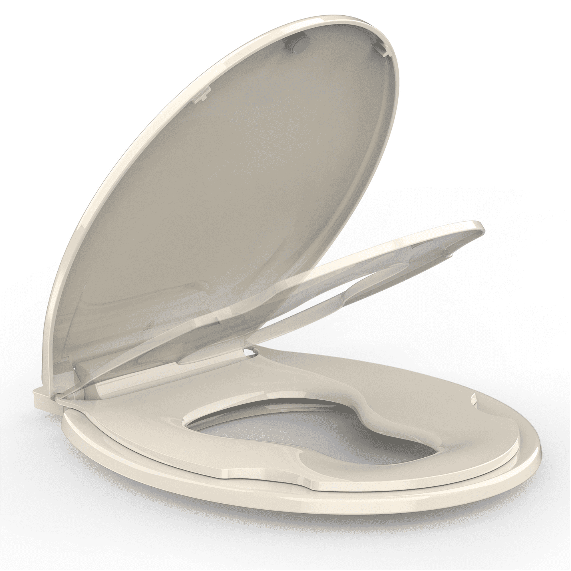 Toilet Seat with Toddler Potty Training Seat Built-In, for Both Child & Adult Seats, Potty Training Seat, No Wiggle and Easy to Install, 17" Round Detachable Toddler Seat for Longtime Usage, Almond