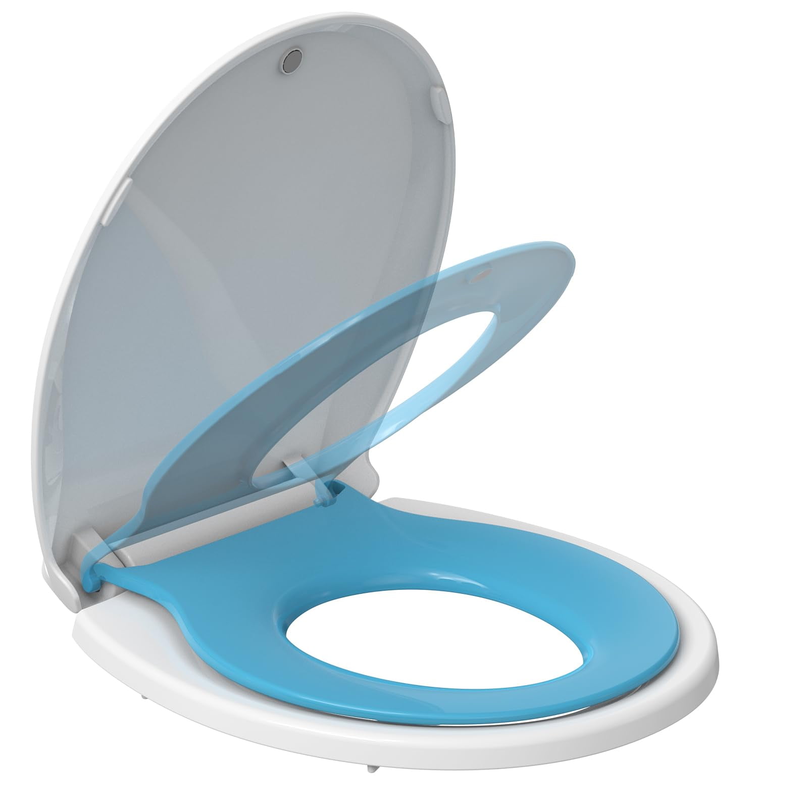 Toilet Seat, Toilet Seat With Toddler Seat Built In, Potty Training Elongated Fits, Slow Close, Magnet, Contoured Seat for Toddlers & Adults 2 In 1 Round Toilet