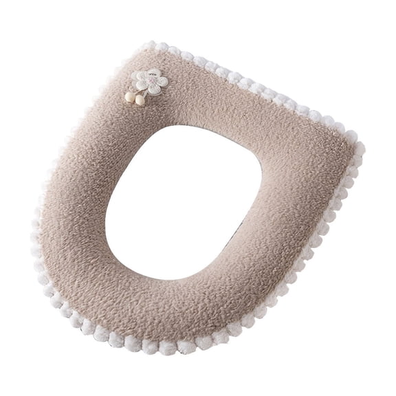Toilet Seat Warmer,Toilet Seat Cover Pads,Thickened Jacquards Fabric Toilet Seat Cover Large Size Household Toilet Seat Cushion Washable Zippered Toilet Seat Cover(MulticolorCoffee)