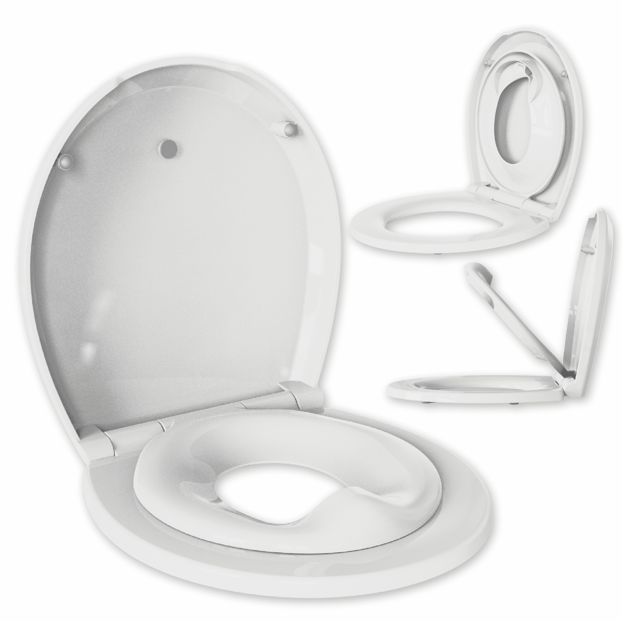 Quick Flip Round Toilet Seat with BuiltIn Potty & Splash Guard for