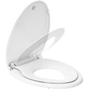 Toilet Seat with Built-in Potty Training Toddler Seat, Slow Close, Magnetic Design, Fits Adults & Children, Elongated 19", White