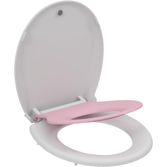 Toilet Seat with Easy Clean & Change Hinges, Quiet-Close Lid, Contoured Seat, Quick-Attach Hardware, White, 17''