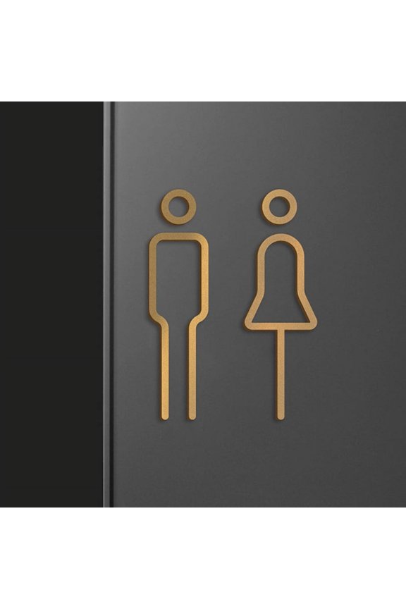 Toilet Sign Plate Bras Wash Room Door Wall Label Sticker Wc Holder Signage Board (3pcs)