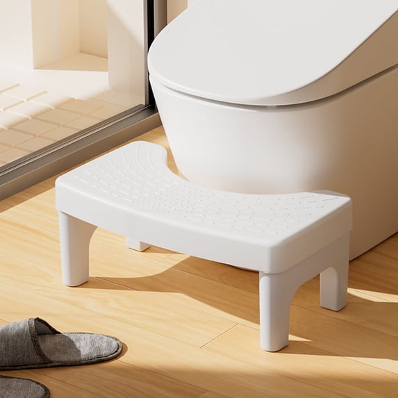 Toilet Squat Stool for Adults | Foldable & Stackable Bathroom Step Stool | Detachable Legs for Easy Storage | 1-Piece Blue, Gray, or White Plastic Stool