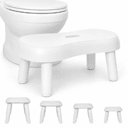Toilet Stool Squat, 6.7", 7.5", 8.3" and 9" Adjustable Heights Poop Stool for Adults and Kids with Non-Slip Design, White