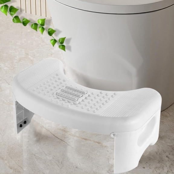 Toilet Stool Squat for Adult, Non-Slip Simple Toilet Stool White, 7 Inch Step Assistance Step, Potty Stool Suitable for Shower, Study, Living Room(No Leather)