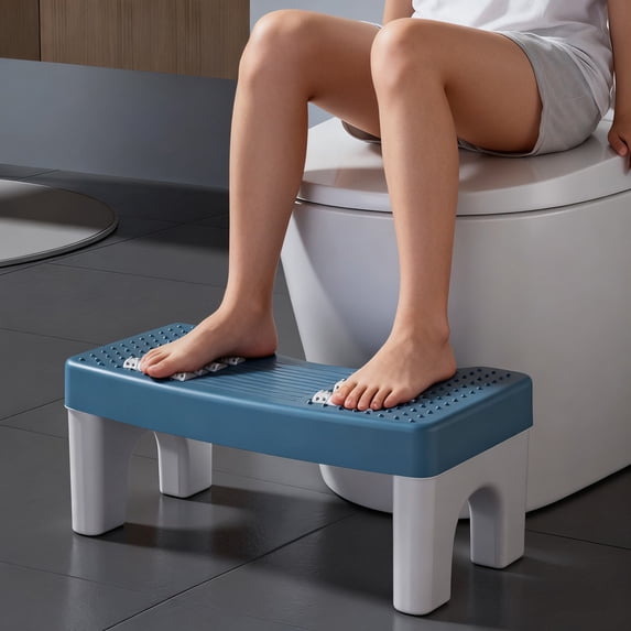 Toilet Stool, ZzCityTK Foldable Stackable Squatting Stool, Detachable Non-Slip Bathroom Step Stool Fits All Toilets, Blue