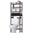 thumbnail image 1 of Over The Toilet Storage with 2 Baskets, 4-Tier Bamboo Organizer Rack with Paper Holder & 4 Hooks & Waterproof Feet Pad,Freestanding Shelf for Bathroom(Brown), 1 of 8
