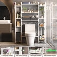 thumbnail image 1 of Over The Toilet Storage with 2 Drawers - iSunirm 11 Tier Bathroom Organizer Freestanding Space Saver Storage Rack with Adjustable Shelf & 4 Hooks for Restroom, Laundry, White, 1 of 7