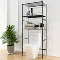 thumbnail image 1 of Over The Toilet Storage, 3-Tier Bathroom Organizer Shelf, Freestanding Space Saver, Toilet Stand, with Anti-Tip Kit, Waterproof Feet Pads, for Bathroom, Laundry, Black, 1 of 14