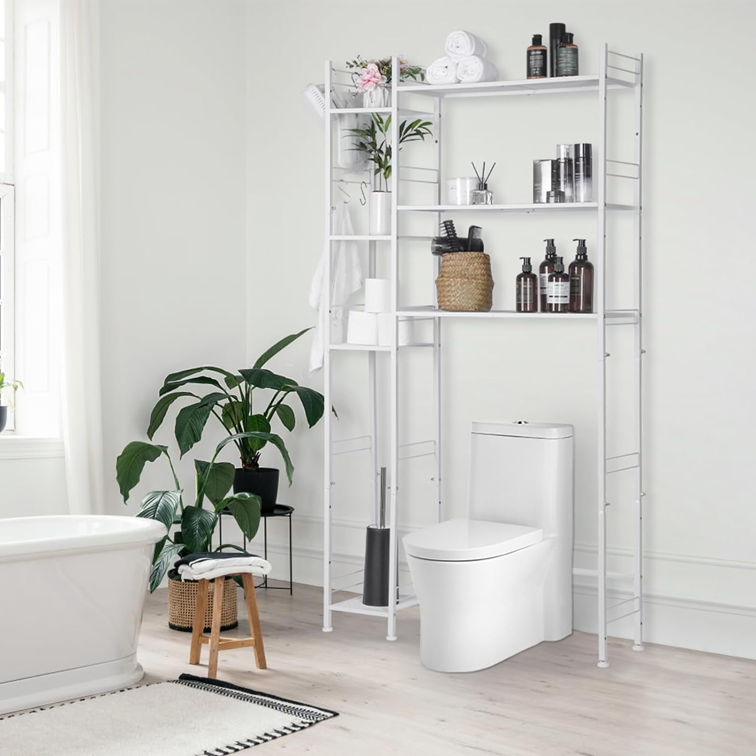 Over The Toilet Storage with 7 Shelf, Metal Over Toilet Bathroom