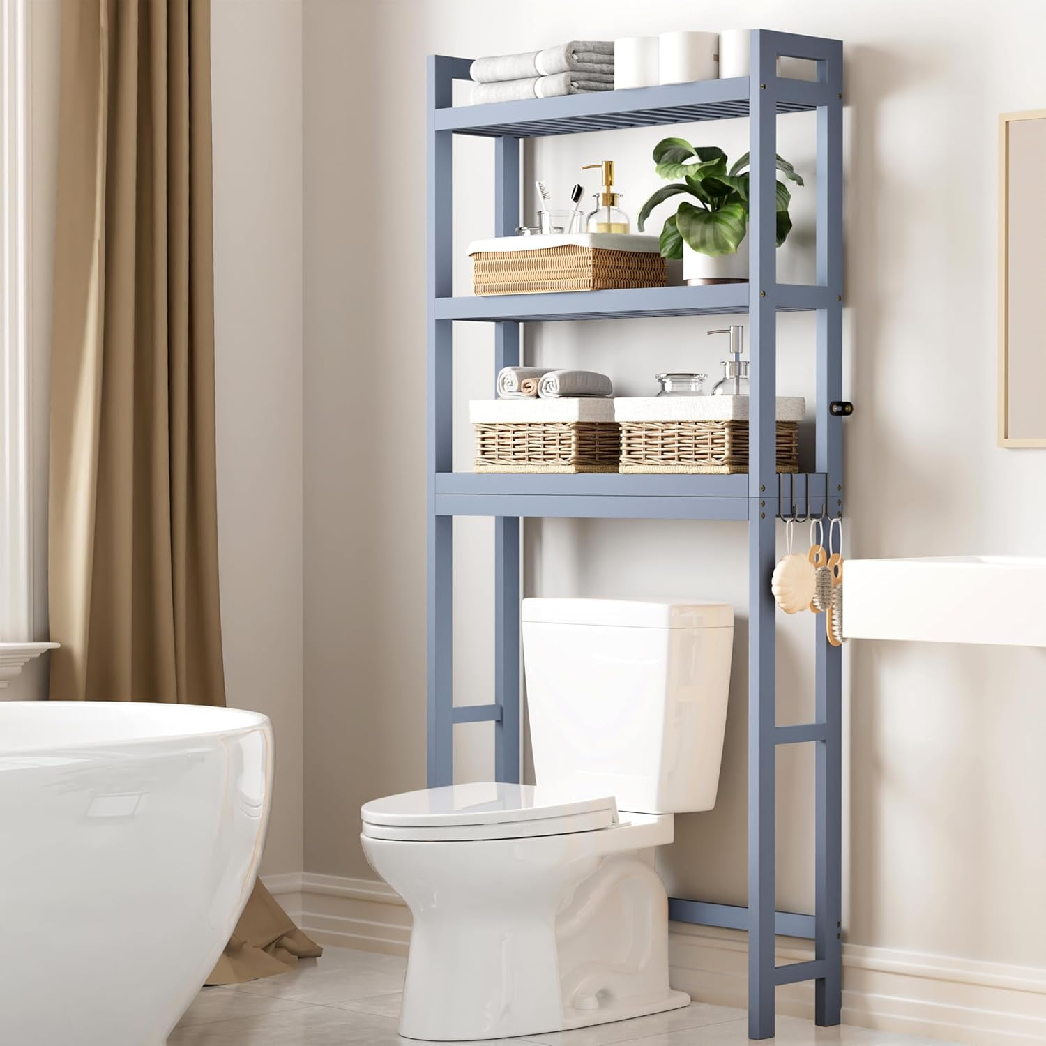 Over The Toilet Storage, Bamboo 3-Tier Over Toilet Bathroom Organizer ...