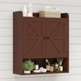 thumbnail image 1 of POAO Bathroom Wall Storage Cabinet, Wooden Medicine Cabinet with Adjustable Shelves and Double Barn Doors, Over The Toilet Storage Cabinet,Russet, 1 of 8