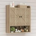 thumbnail image 1 of POAO Bathroom Wall Storage Cabinet, Wooden Medicine Cabinet with Adjustable Shelves and Double Barn Doors, Over The Toilet Storage Cabinet, Oak Grey, 1 of 8