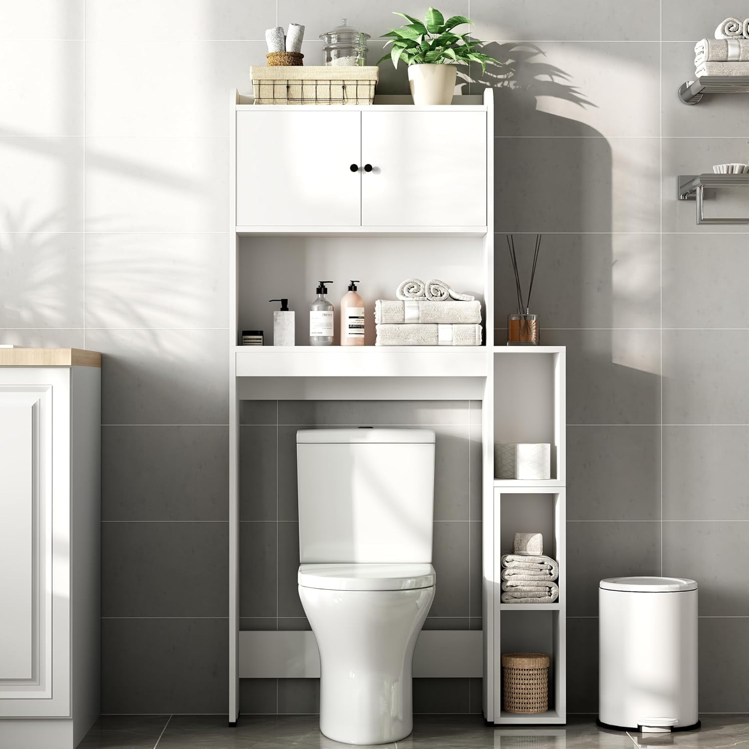 Over The Toilet Storage, Black Modern Above Toilet Storage Cabinet, Space-Saving Bathroom ...