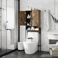 thumbnail image 1 of Over The Toilet Storage Cabinet with 2-Door Design Bathroom Organizers and Storage with Anti-Tip Device Over Toilet Organizer with Shelves for Bathroom,Restroom,Laundry Brown, 1 of 18