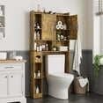 thumbnail image 1 of Vabches Over The Toilet Storage Cabinet, Farmhouse Storage Cabinet Over Toilet with 2 Barn Door & Toilet Paper Holder Stand，Home Space-Saving Toilet Rack for Bathroom, Restroom, Laundry, 1 of 10