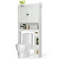 thumbnail image 1 of Over The Toilet Storage Cabinet, Lofka 32.3" Free Standing Storage Cabinet Over Toilet with Doors, Adjustable Shelf & Bottom Bar, Tissue Hook, White, 1 of 9