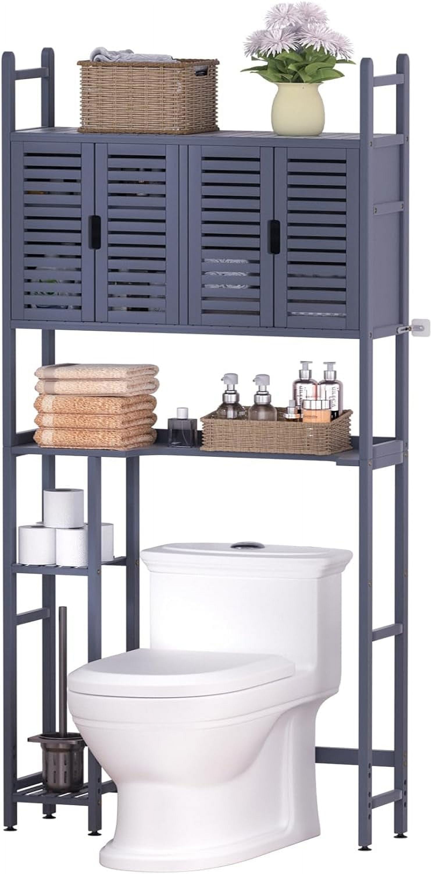 Over The Toilet Storage Cabinet with Paper Holder Stand,Bamboo Bathroom ...