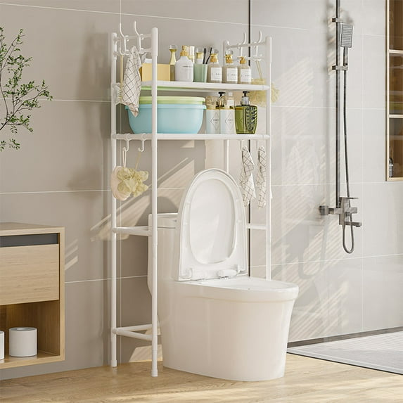 Over the Toilet Storage Cabinet Rack 2 Tier Bathroom Organizers and Storage with Hooks Bathroom Organizer Shelf Space Saving Bathroom Storage Decor Balcony Plant Stand Tissue Holder for Bathroom