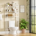 thumbnail image 1 of Over The Toilet Storage Rack, 3-Tier Bathroom Organizer Over Toilet, Wooden Above Toilet Storage Shelf, Space Saver, Freestanding Bathroom Storage Metal Shelf, Easy to Assemble, White, 1 of 16