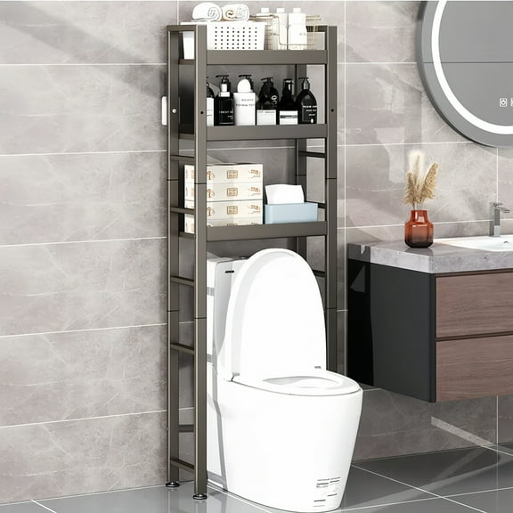 ZHUISAMHOM Over The Toilet Storage Shelf, 3 Tier  Freestanding Bathroom Organizers and Storage, Above Toilet Space Saver Rack with Adjustable Shelves, Fits Most Toilets, Gray