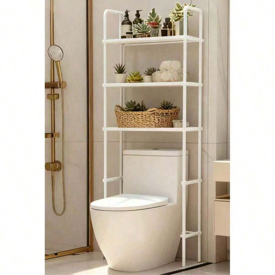 Over Toilet Storage Rack - 3-Tier Stainless Steel Bathroom Organizer With Adjustable Shelves, Waterproof Space-Saving Rack For Toilet Paper, Towels, Toiletries (No Drill Installation)