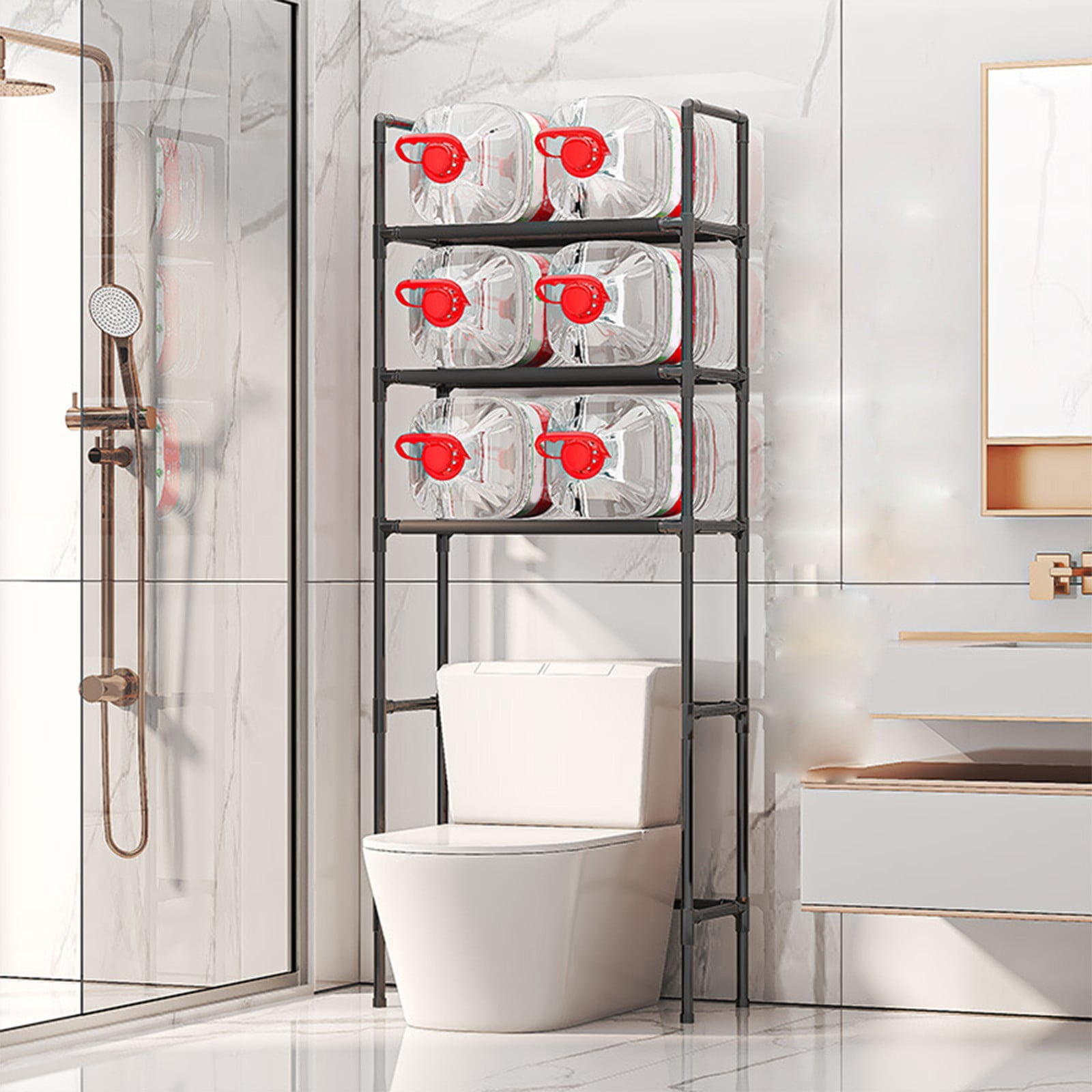 Over The Toilet Storage Shelf, 3-Tier Over Toilet Bathroom Organizer, Above Toilet Shelves Rack, Bathroom Over Toilet Storage Bathroom Stand Organizer(Black)