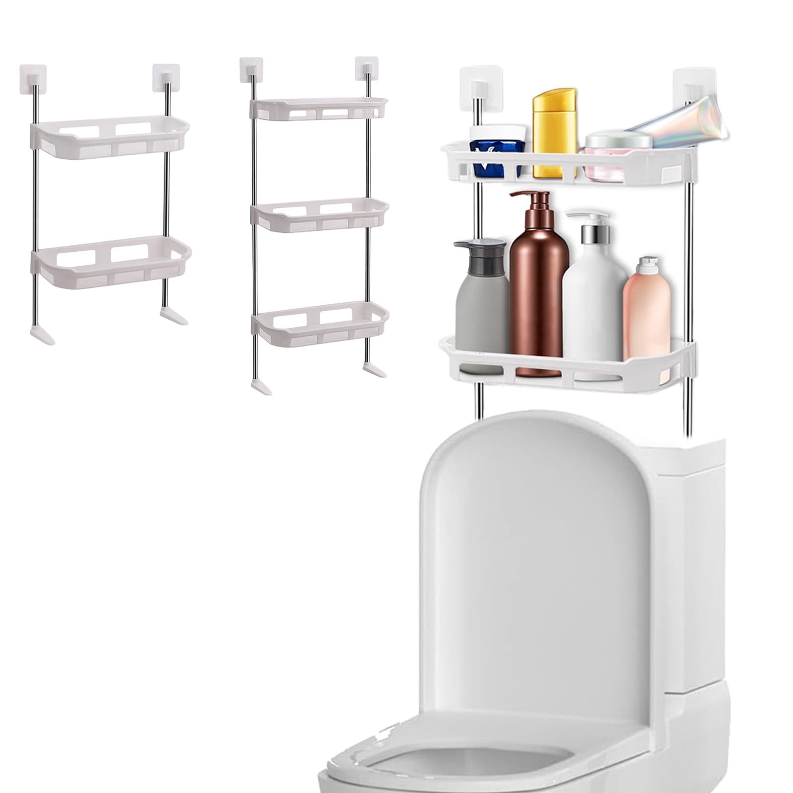 over Toilet Storage Shelf,Self Adhesive Bathroom Organizer,Wall-Mounted ...