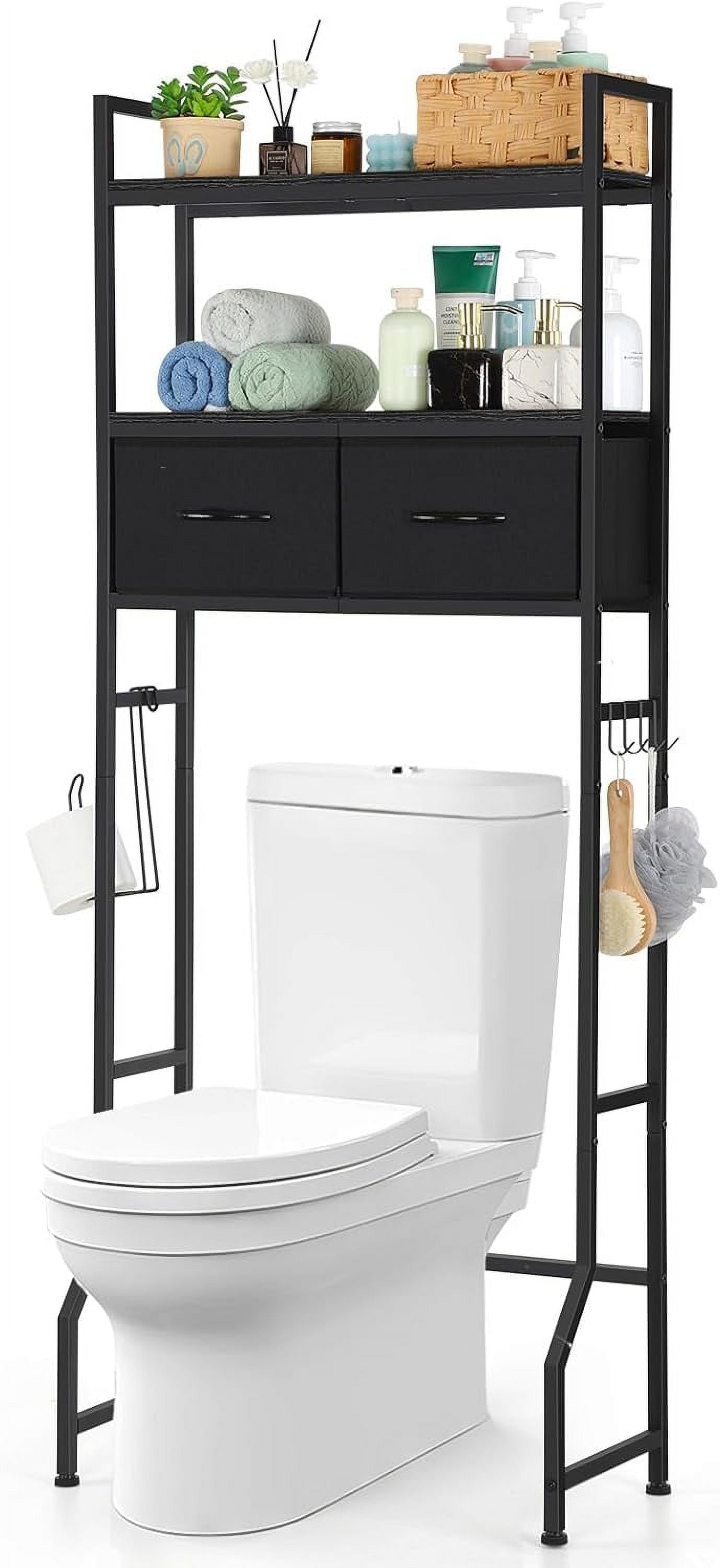Bathroom Organizer Over The Toilet Storage Cabinet Bathroom Shelf Space Saver with Paper Holder and Adjustable Shelves, Freestanding Wooden Bathroom Storage Cabinet Over Toilet Rack, White Bathroom Organizer Over The Toilet Storage Cabinet Bathroom Shelf Space Saver with Paper Holder and Adjustable Shelves, Freestanding Wooden Bathroom Storage Cabinet Over Toilet Rack, White