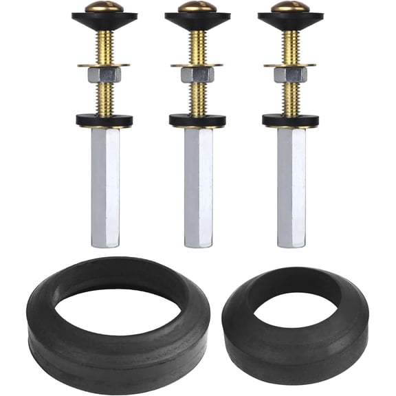 Toilet Tank to Bowl Gasket Kit with 3 Sets of 304 Stainless Steel Bolts, Includes 2-Inch & 3-Inch Toilet Seal Gaskets, Universal Repair Kit for 2-Piece Toilets, Leak Fix Kit