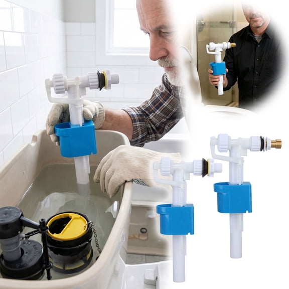 Toilet Tank Inlet Float Valve Auto Stop ABS Fill Valve Side Mount Adjustable Water Control Replacement Parts for Universal Toilet Cistern