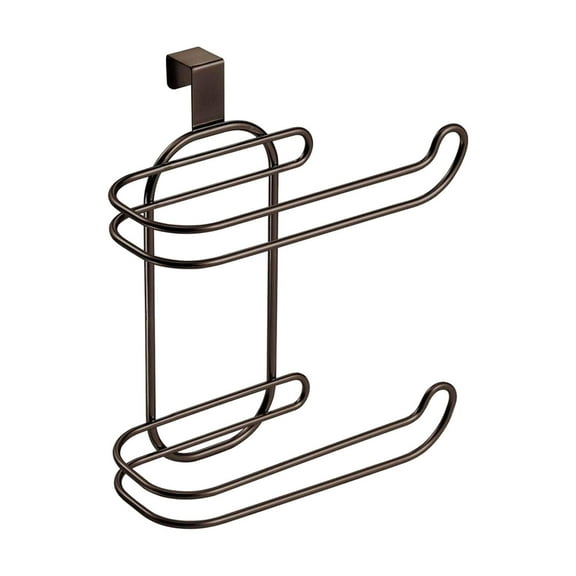 Over The Toilet Tank Paper Holder - Side Hanging 2 Tier Bathroom Storage Rack, Toilet Paper Roll Dispenser for Cabinet Door, Kitchen Towel Hanger, Space Saver