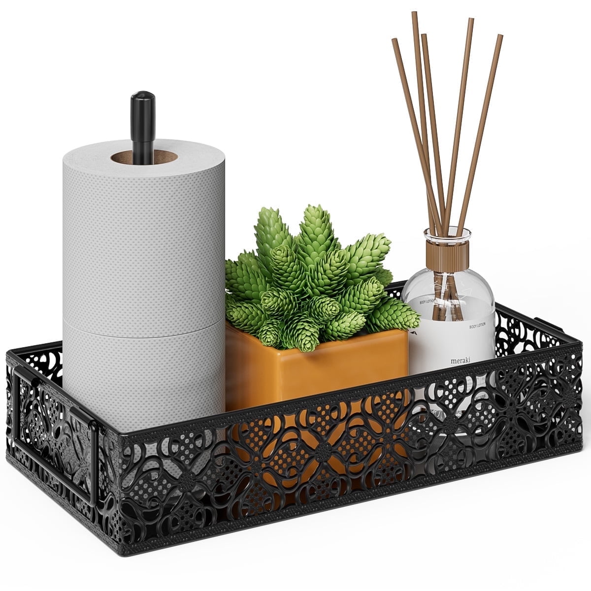 EKNITEY Toilet Tank Topper Paper Basket - Decor Box with Magnetic Paper Towel Holder