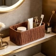 thumbnail image 1 of Toilet Tank Topper Paper Basket - Multiuse Hand Woven Plastic Wicker Basket for Organizing, Rustic Farmhouse Bathroom Decor, Countertop Organizer Storage, 1 of 7