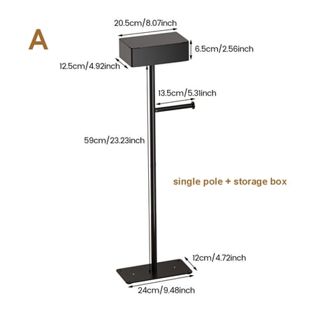 Toilet Tissue Roll Paper Holder Free Standing For Bathroom With storage Box 1 pole