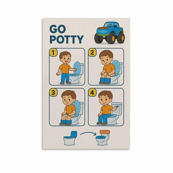 Toilet Training Potty Chart Step by Step for Kids Canvas Poster (1) Canvas for Living Room Bedroom Decor