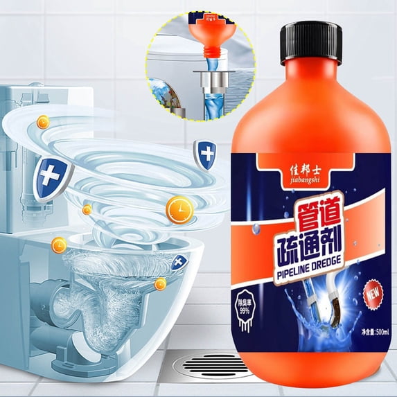 Toilet Unclogging Cleaner for Blocked Drains Sewer Pipes, Powerful Liquid Dissolves Clogs and Prevents Rebuild-Up, Deodorizes and Protects Kitchen Sink Bathroom Shower and Toilet