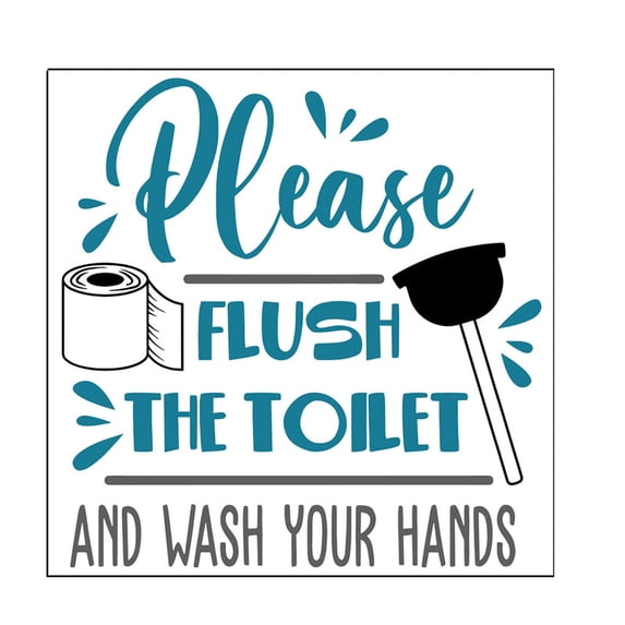 Toilet Wall Stickers For Bathroom Walls, With Clear Simple Design Flush The Toilet And Wash Your Hands Prompt Message, Pvc Material 1 Piece Waterproof Easy To Apply And Clean