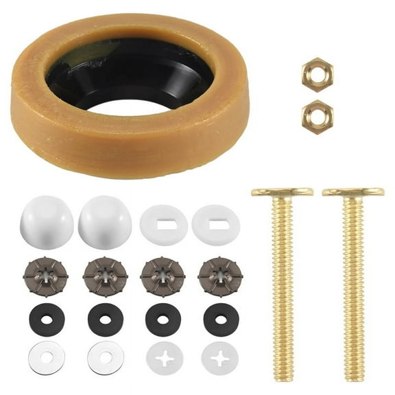Toilet Wax Ring Kit for Floor Outlet Toilets New Install or Re- Include Closet Bolts,Bolt Caps,Flange and Washers