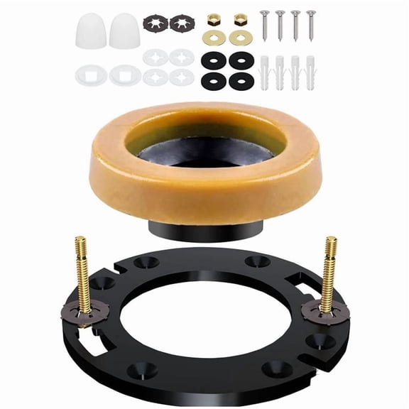 Toilet Wax Ring Kit with Reinforced Flange&Bolts-Leak-Proof,Easy Installation Includes Mounting Hardware (Wax Ring Kit)