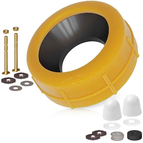 Toilet Wax Ring Replacement Kit with Bolts & Caps, Provides Waterproof & Odor-Blocking Seal, Compatible with Drain Pipes