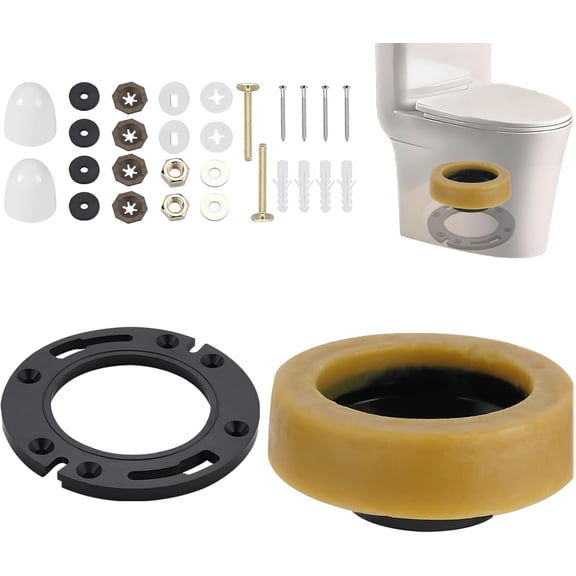 Toilet Wax Ring, Toilet Bowl Wax Seal Kit with Closet Bolts, PE Flange and Extra Retainers, Thick Wax Ring Gasket for 3-inch/4-inch Waste line-Gas, Odor and Watertight Seal