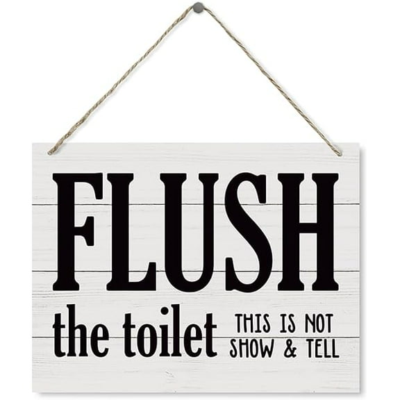 Toilet Wood Sign Flush the Toilet Sign Toilet Rule Sign Decorative Wood Plaque Hanging Rustic Door Hanger Bathroom Wall Art Bathroom Signs Decor Funny Cute Toilet Decor Toilet Humor 6x12 Inch