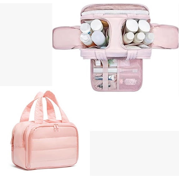 Toilet bag four in one travel storage bag,large capacity,4 compartments,dry and wet separation,waterproof with handle makeup bag,suitable for travel,gym,gifts.