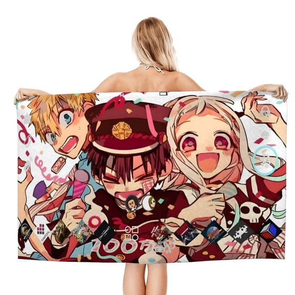 Toilet-bound Hanako-kun Microfiber Beach Towel for Kids - Thin and Large (29x58 inches ) Absorbent,quick dry,sand free,lightweight, blanket,girls,boys - For Sports,Pool, Picnic,Camping,Travel,Swim