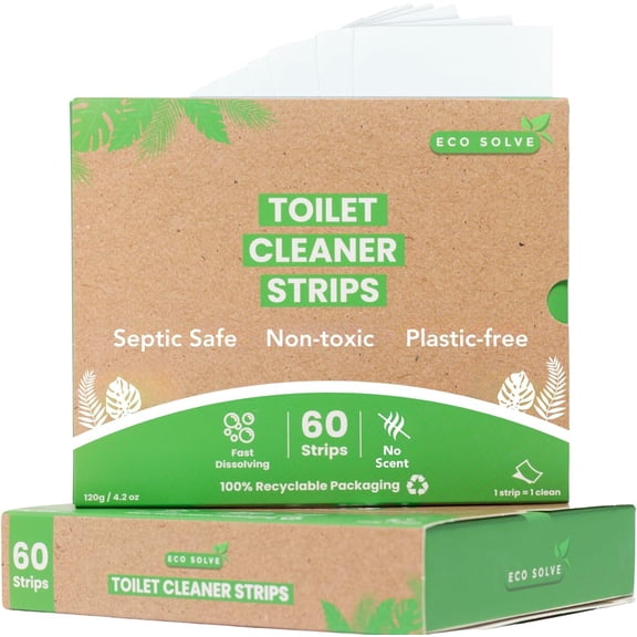 Toilet cleaning tablets 60 pack, unscented eco-friendly, non-toxic, safe for septic tanks, removes odors and stains, no plastic, natural toilet cleaner, quick and convenient cleaning