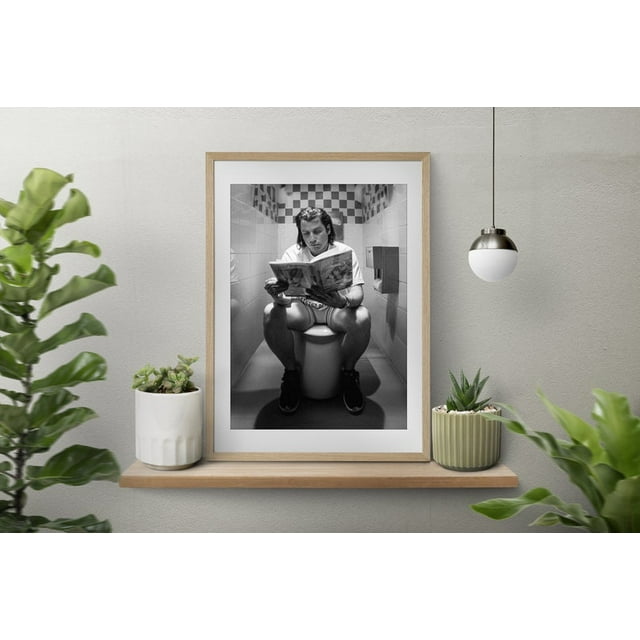 Toilet scene John Travolta in 'Pulp Fiction' 1994 Wall art Black