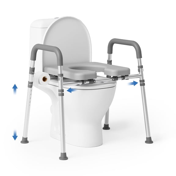 Loyoda Toilet Seat Risers for Seniors, 400 lbs Capacity, Adjustable Height and Width for Pregnant and Disabled (Gray)