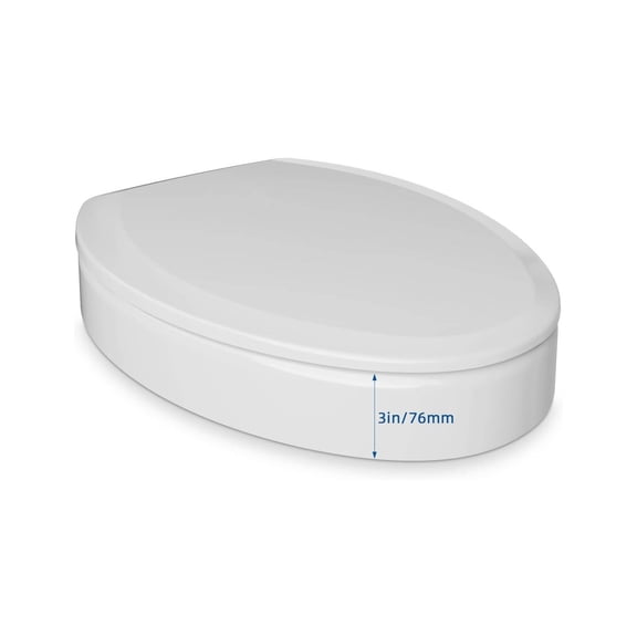 Toilet seat risers, Elevated Toilet Seat, Heavy Duty, Never Loosen, Soft Close, Easy Install & Clean, Elongated Raised Toilet seat bowl, White